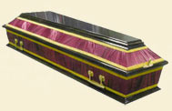 полированный гроб Комбинированный (шелк)